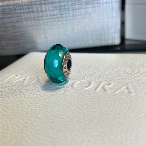 Pandora Murano Facet Teal Charm Retired - Picture 3 of 4